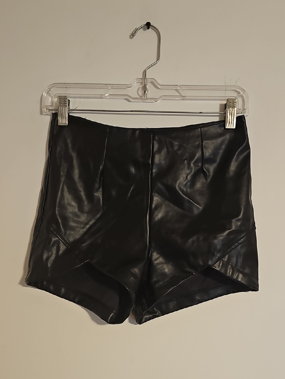 Spirit Black Faux Leather High-Waist Women's Shorts
